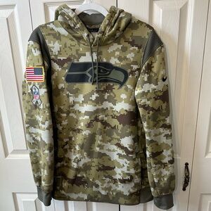 Nike Seattle Seahawks Camo Salute To Service Patchwork Hoodie Mens Size Medium